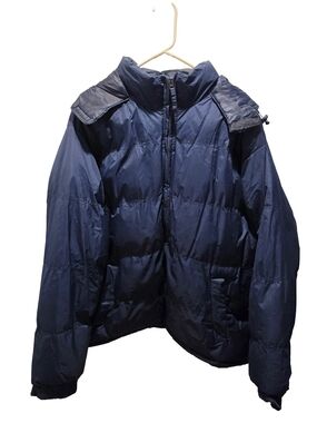 Mountain Club Men's XL Blue Hooded Puffer Jacket Full Zip Insulated Winter Coat